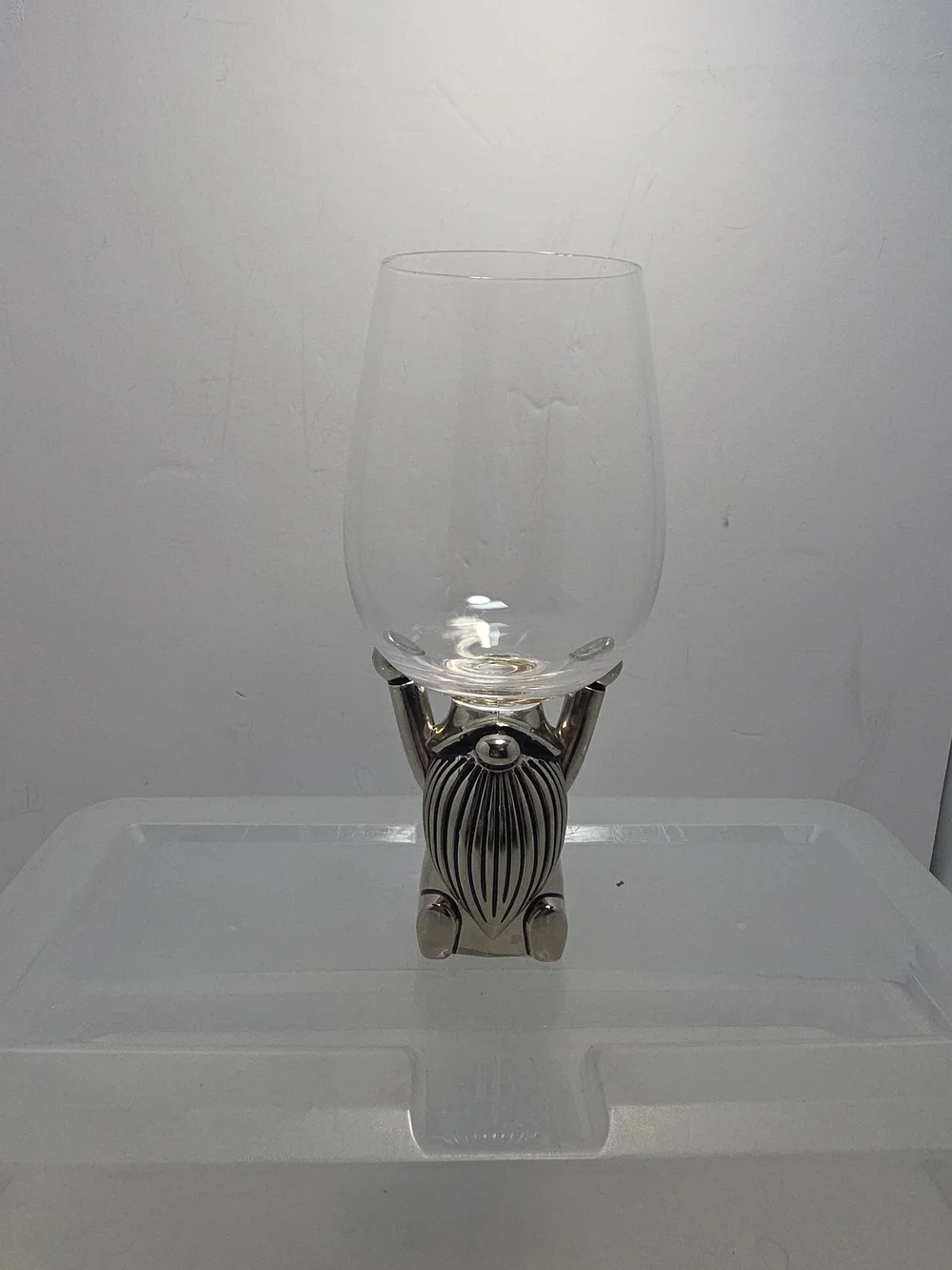 Pottery Barn Gnome Wine Glass 14.5 Oz Zinc Alloy Christmas Holiday Barware
